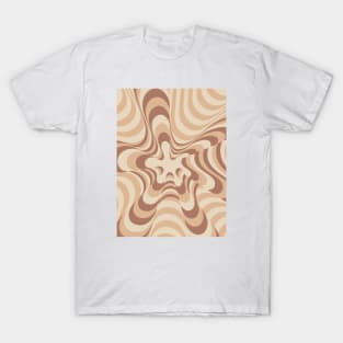 Abstract Groovy Retro Liquid Swirl in Brown T-Shirt